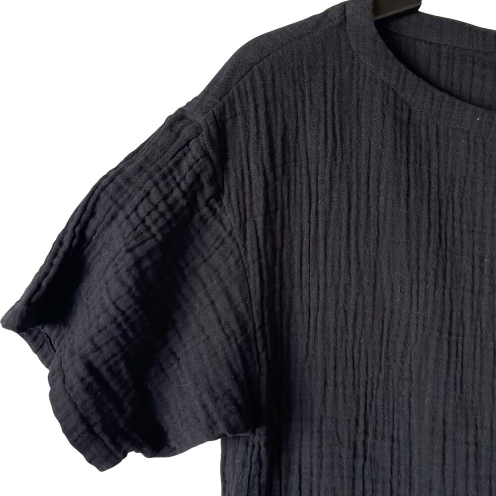 Eileen Fisher Slub Dress Gauze Fringe Lagenlook Organic - Picture 3 of 9